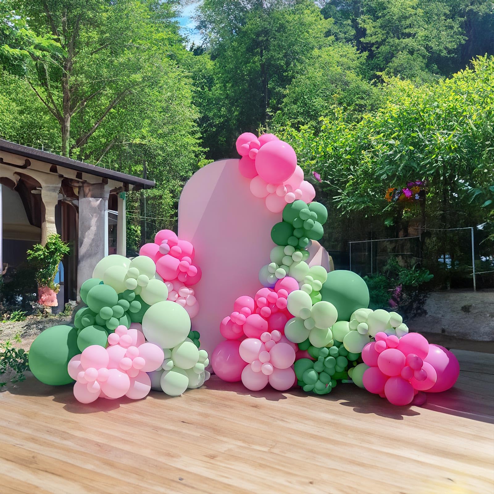 Pink and Green Balloon Arch Garland Kit 154pcs Sage Green and Pastel Pink Balloons for Girls baby in bloom Baby Shower Woodland 