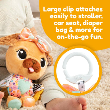 Lamaze Lovey The Pug Clip On Toy - Baby Sensory Toys For Stroller Or Car - Developmental Stroller And Car Seat Toys - Includes C