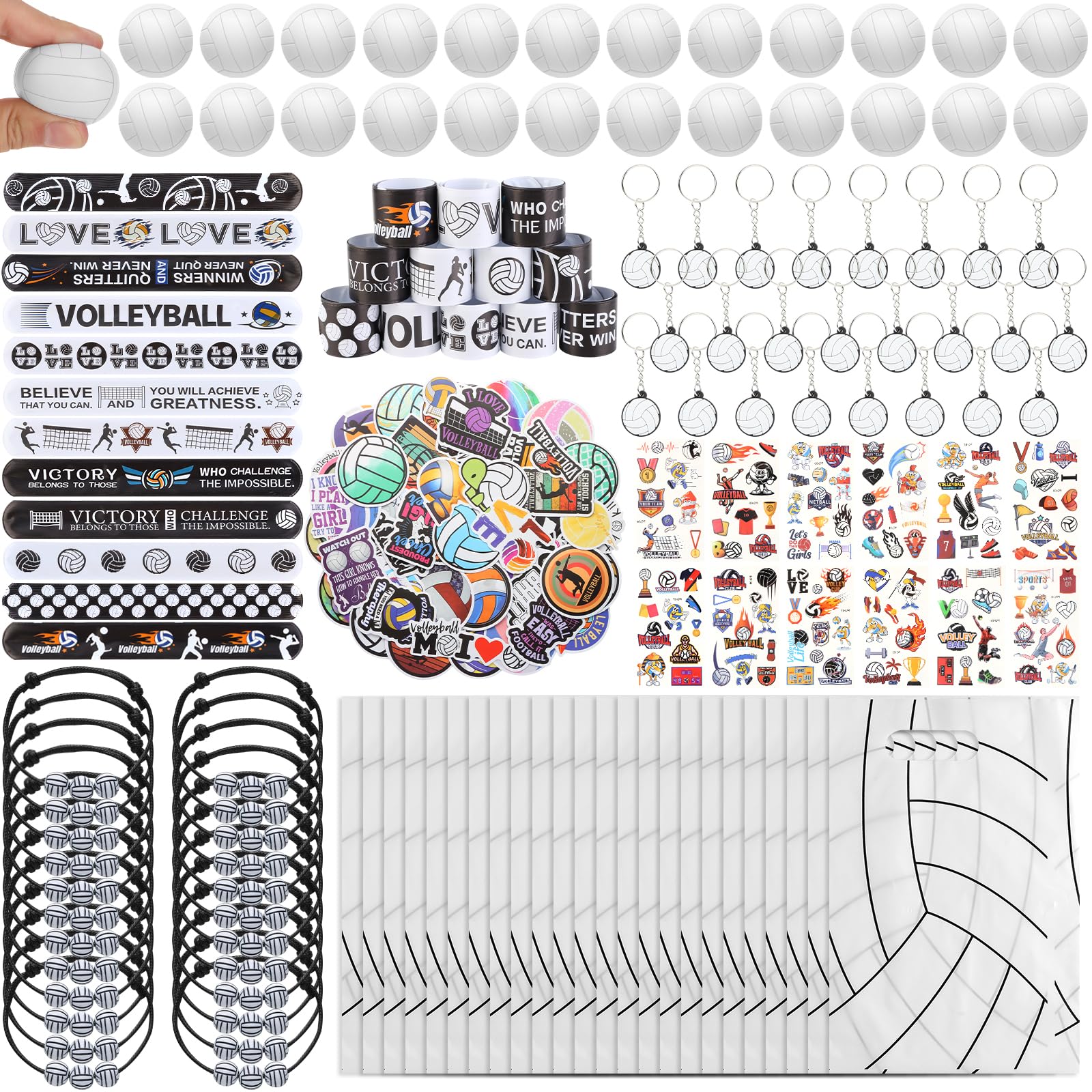 Kolewo4ever 295 Pieces Volleyball Party Favors Supplies Set Bulk Volleyball Goodie Bag Fillers for Sport Party Gifts Bags (Volle