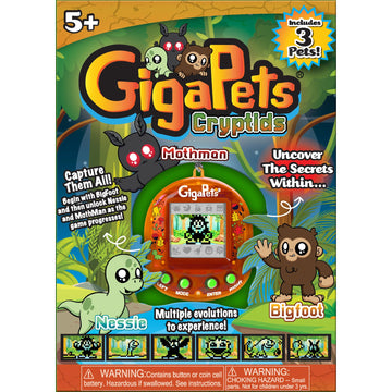 Giga Pets Cryptids Interactive Digital Pet, Bigfoot, Mothman, Loch Ness Monster Virtual Pets For Kids, 90’S Gaming Boys, Girls Toys Gift Ages 5 And Up