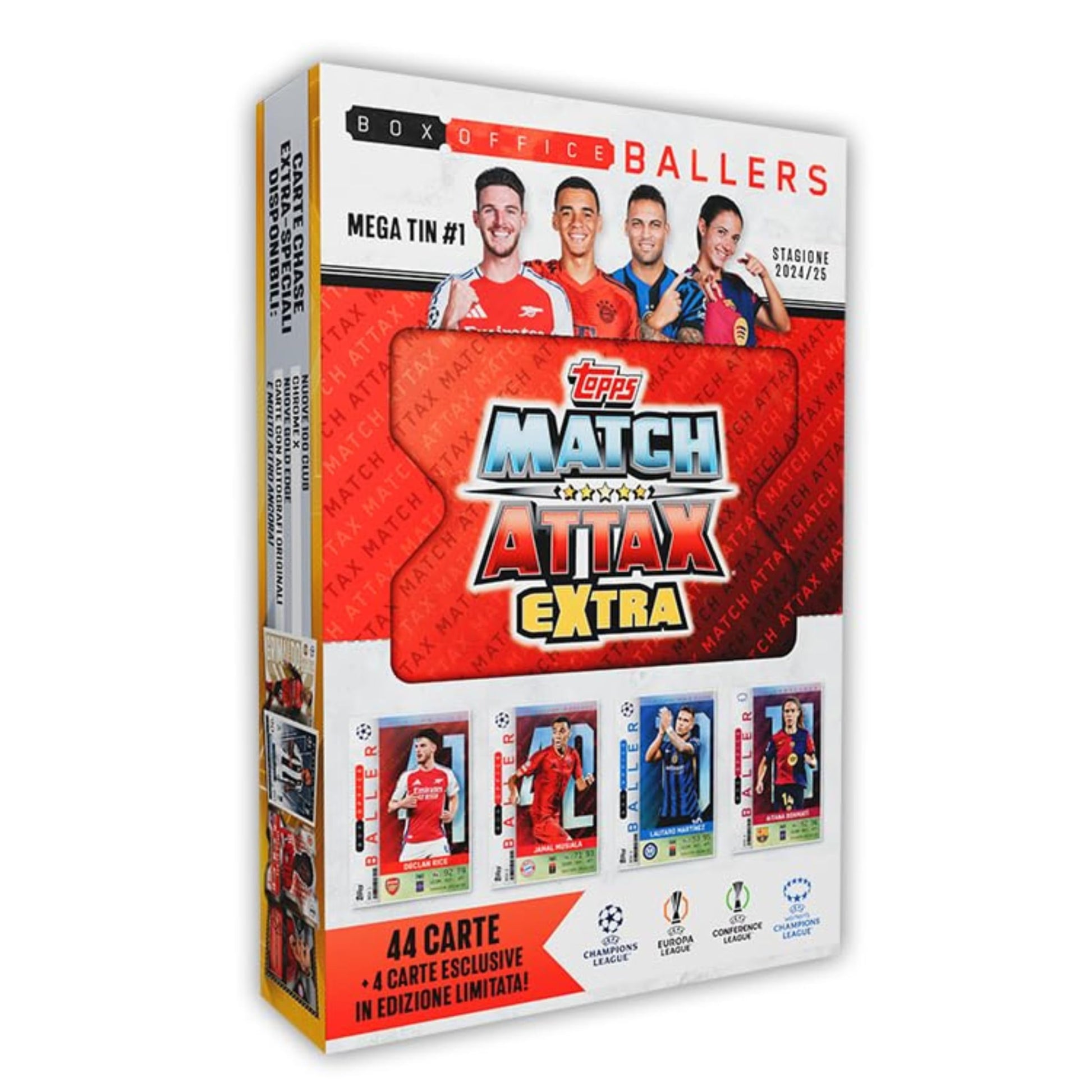 Topps Match Attax Extra 2025 - Mega Tin - 48 Cards Including 4 limited availability LE Cards. Look Out for relic Cards Inside Lucky tins!