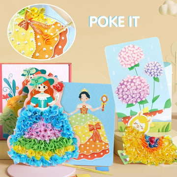 Suteng Arts And Crafts Kits For Kids, Creative Poke Art Fabric Puzzle Puncture Painting For Girls, 10 Sheets Diy Poking Drawing