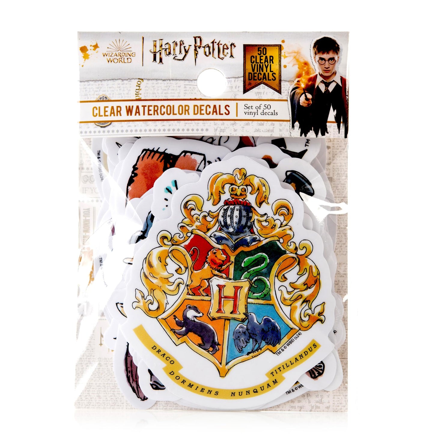 Conquest Journals Harry Potter Watercolor Clear Vinyl Decal Stickers, Set Of Unique Sticker Decals, Waterproof, Uv And Scratch Resistant, Great For All Your Gadgets (Transparent, 50-Pack)