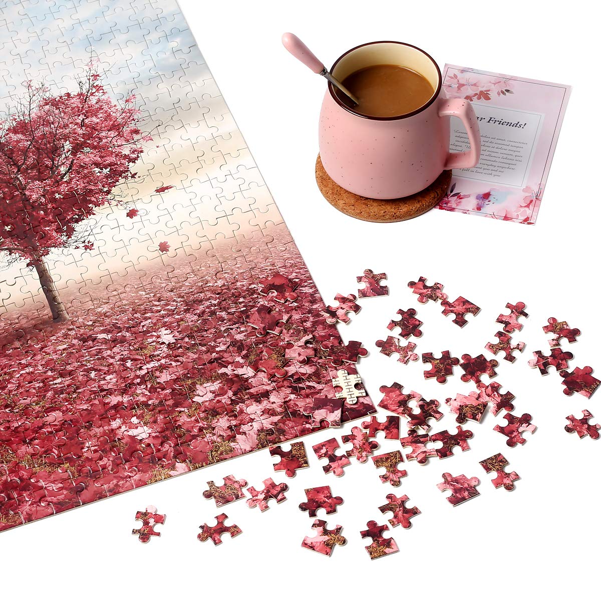 Ingooood Jigsaw Puzzles 1000 Pieces- Tranquil Series Maple Leaves Heart- for mature-themed