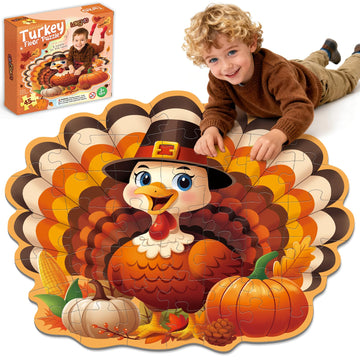 Thangskgiving Gifts for Kids with 45pcs Turkey Floor Puzzles Jumbo Jigsaw Puzzles Fall Gifts for Boy Girls