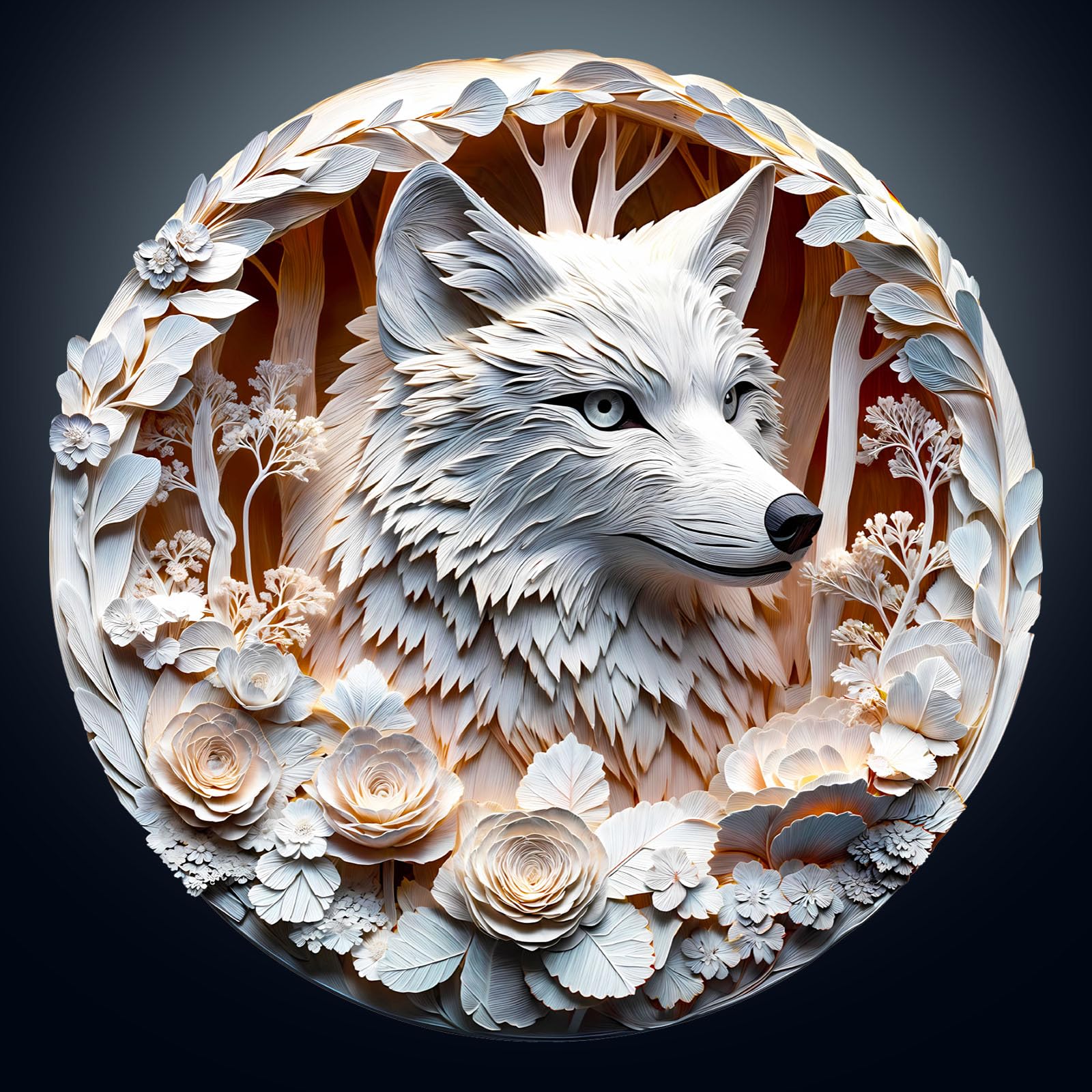 Wooden Puzzles For Adults, Flat Puzzle With 3D Visual Effect, White Wolf Wooden Jigsaw Puzzles For Adults 100 Piece, Unique Shap