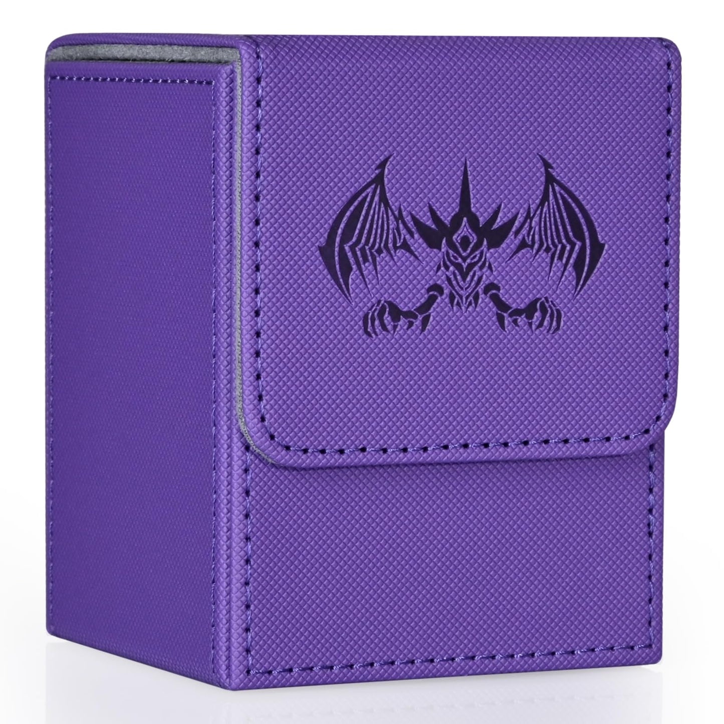 Uaono Card Deck Box For Yugioh Mtg Cards, 100+ Deck Case With 2 Dividers Fits Tcg Ccg, Pu Leather Card Storage Box Compatible With Collectible Trading Cards (Purple, Extinction Dragon)