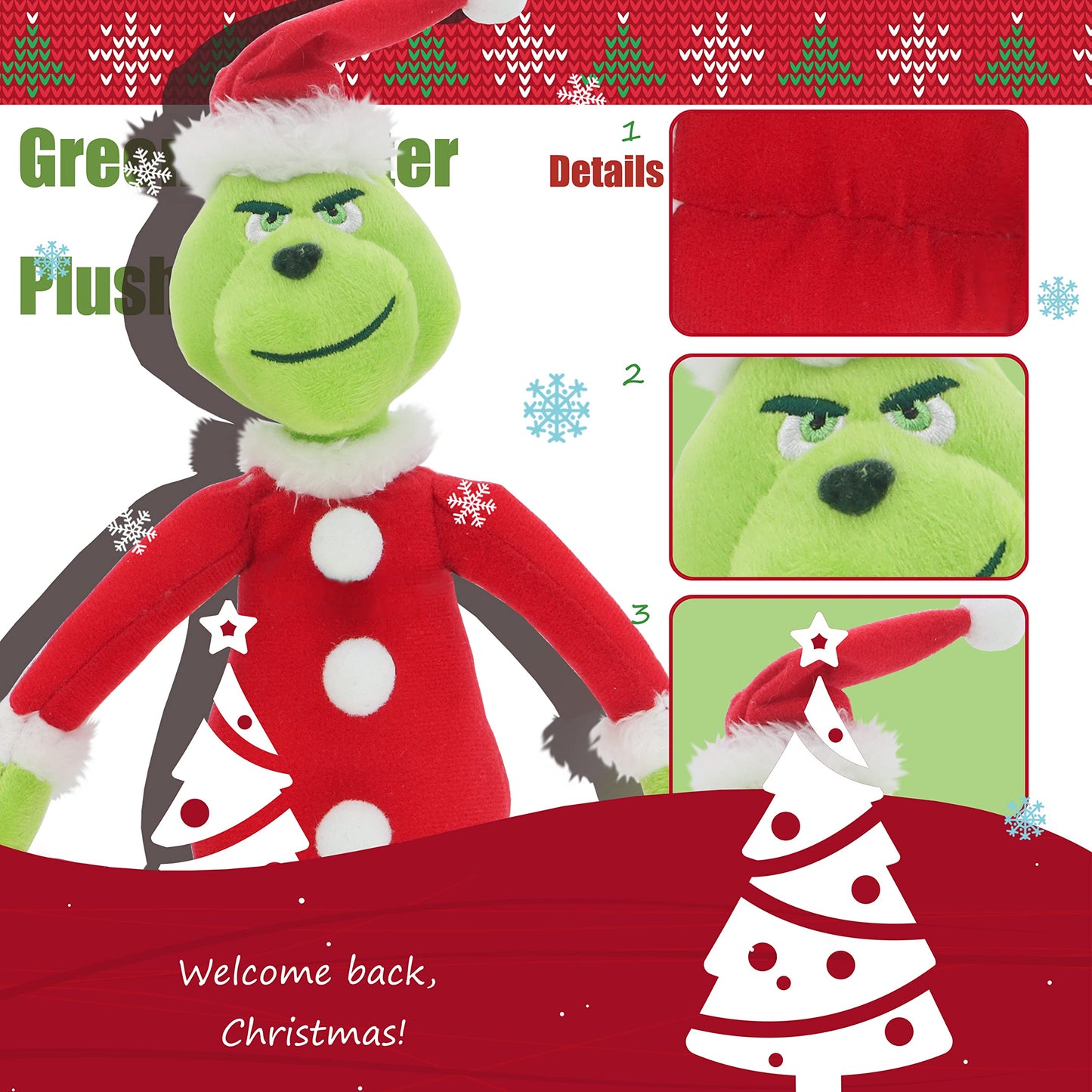 Txdrra Christmas Santa Plush Toys Green Monster Plush Doll, For Boys And Girls, Christmas Decorations