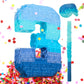 Sratte Number 1 2 3 4 5 6 7 8 9 Piata with Stick Blindfold Confetti, Gradient Blue Piata for Kids Boys Girls Birthday Party Anni