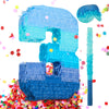 Sratte Number 1 2 3 4 5 6 7 8 9 Piata with Stick Blindfold Confetti, Gradient Blue Piata for Kids Boys Girls Birthday Party Anni