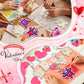 Memorywuu 24 Sets Valentines Day Craft Kits Color Your Own Valentine Monster Keychain DIY Heart Wood Keychains Paintable Unfini