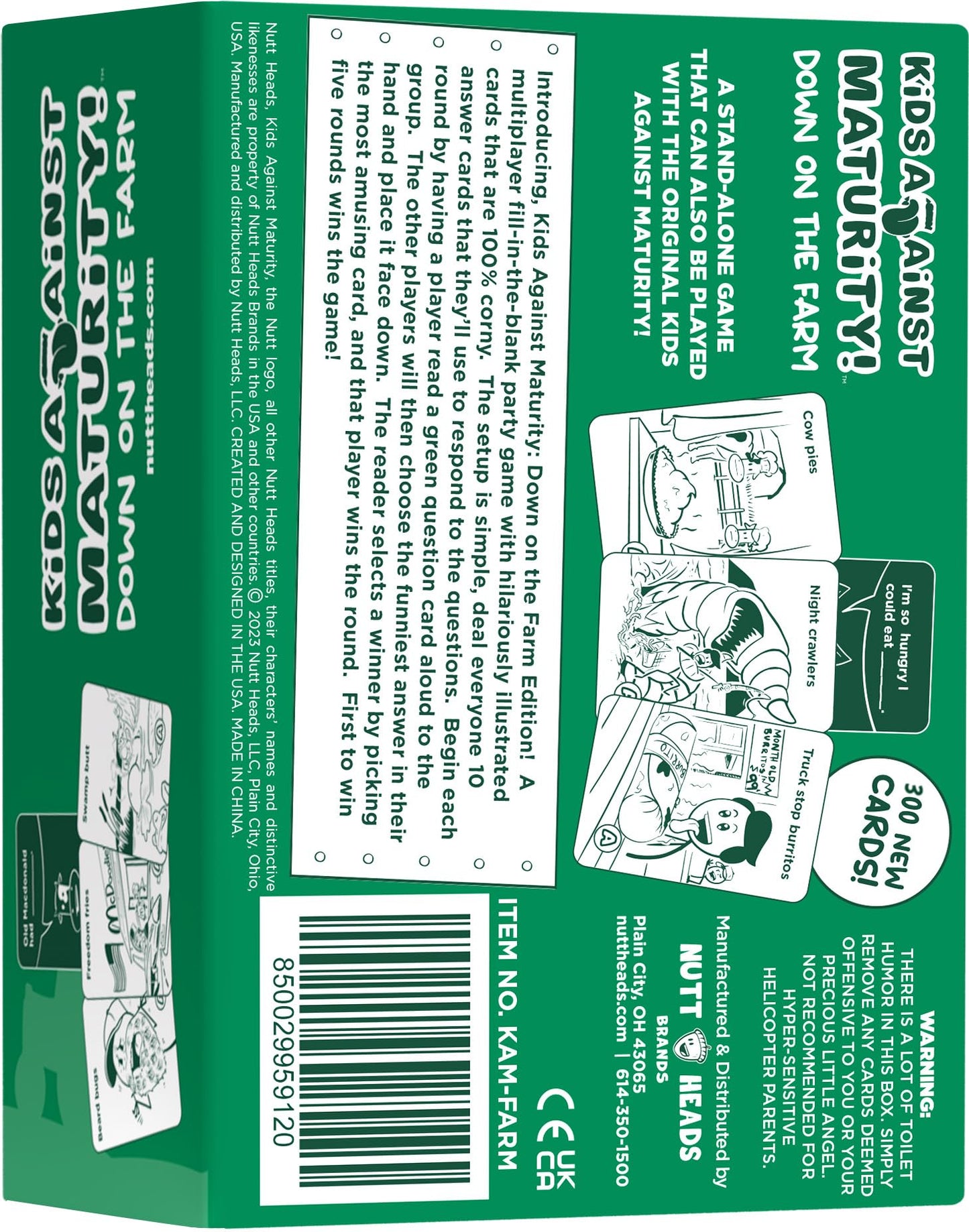 Kids Against Maturity Card Game - Farm Edition, Hilarious Family Fun, Model KAM-FARM, Paper Material