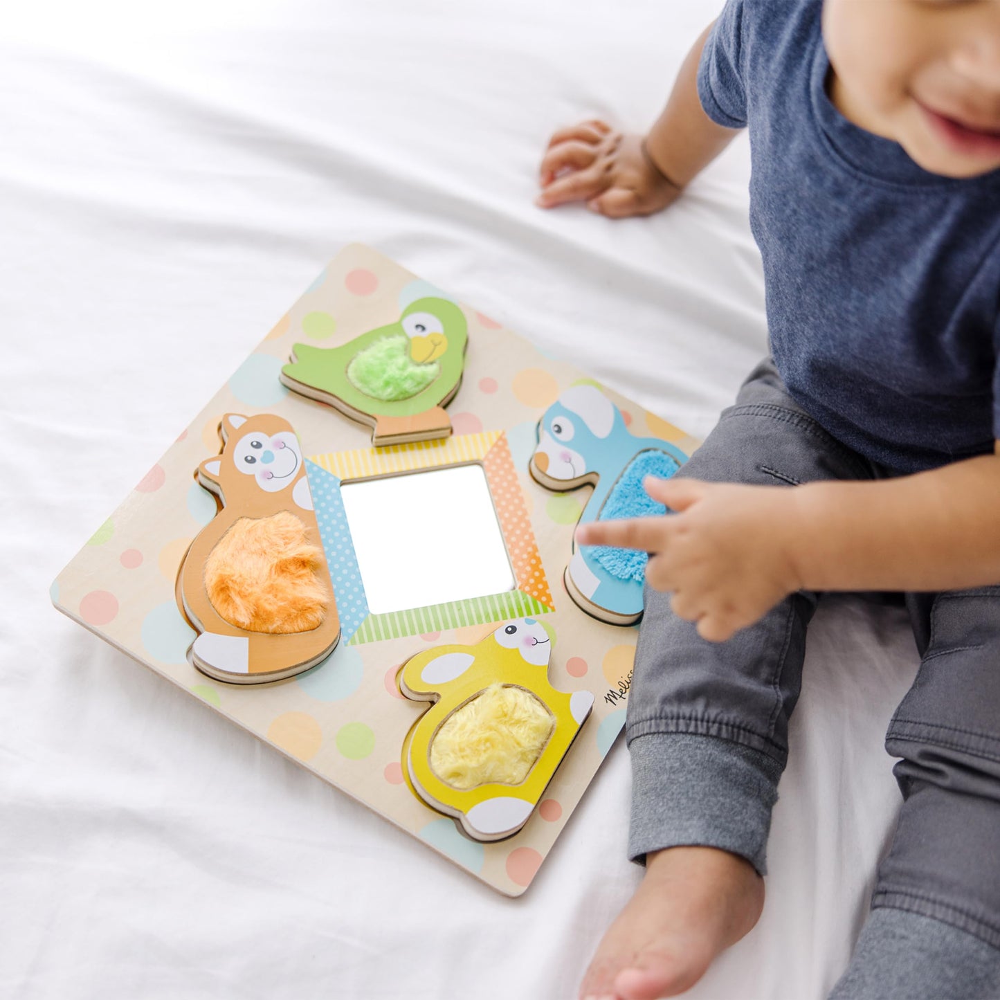 Melissa & Doug Wooden Touch and Feel Puzzle - Peek-a-Boo Pets with Mirror, Multi, Model 1898, 1 EA