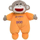 Sock Monkey Halloween 9 Inch Plush Rattle With Embroidery (My First Boo, Orange)