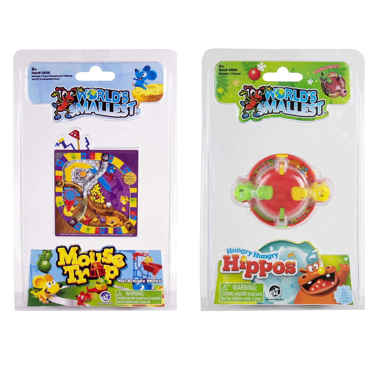 Worlds Smallest Games Bundle Set Of 2 - Mouse Trap And Hungry Hungry Hippos