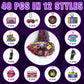 Tigeen 48 Pcs 80s Beaded Necklaces Metallic Neon Beads Retro Glow Party Disco Necklaces Bulk Colorful Rock Music Necklace for Wo