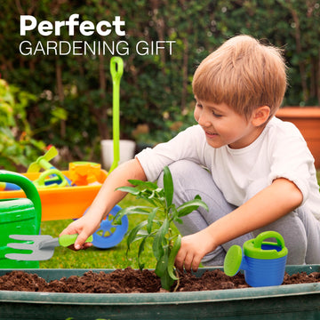 15 Piece Gardening Tools & Wagon Toy Set With Plastic Wheelbarrow, Apron, Stem Pretend Play Outdoor Toy For Toddlers Kids Boys Girls By 4E'S Novelty