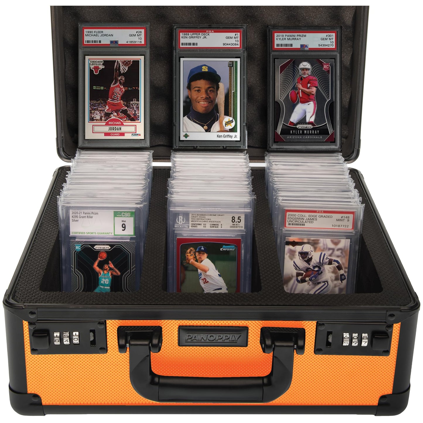 Panopply SLAB protective covering FUSION 120+ 3 Row Psa Graded Card Storage Box Graded Card Case Psa Slab Case for Graded Cards Psa Card Case Baseball Card Cases for Sports Cards Storage (ORANGE)