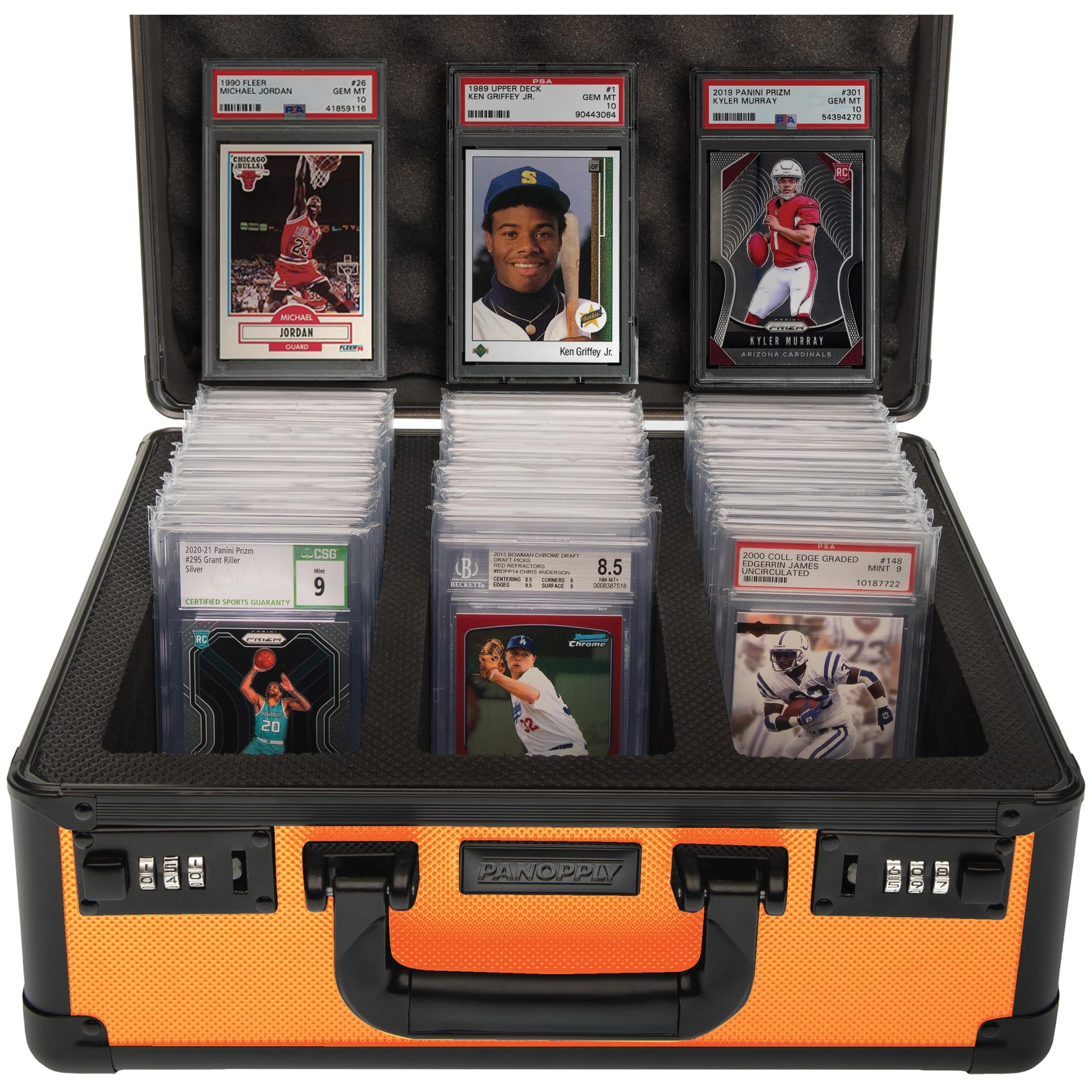 Panopply SLAB protective covering FUSION 120+ 3 Row Psa Graded Card Storage Box Graded Card Case Psa Slab Case for Graded Cards Psa Card Case Baseball Card Cases for Sports Cards Storage (ORANGE)