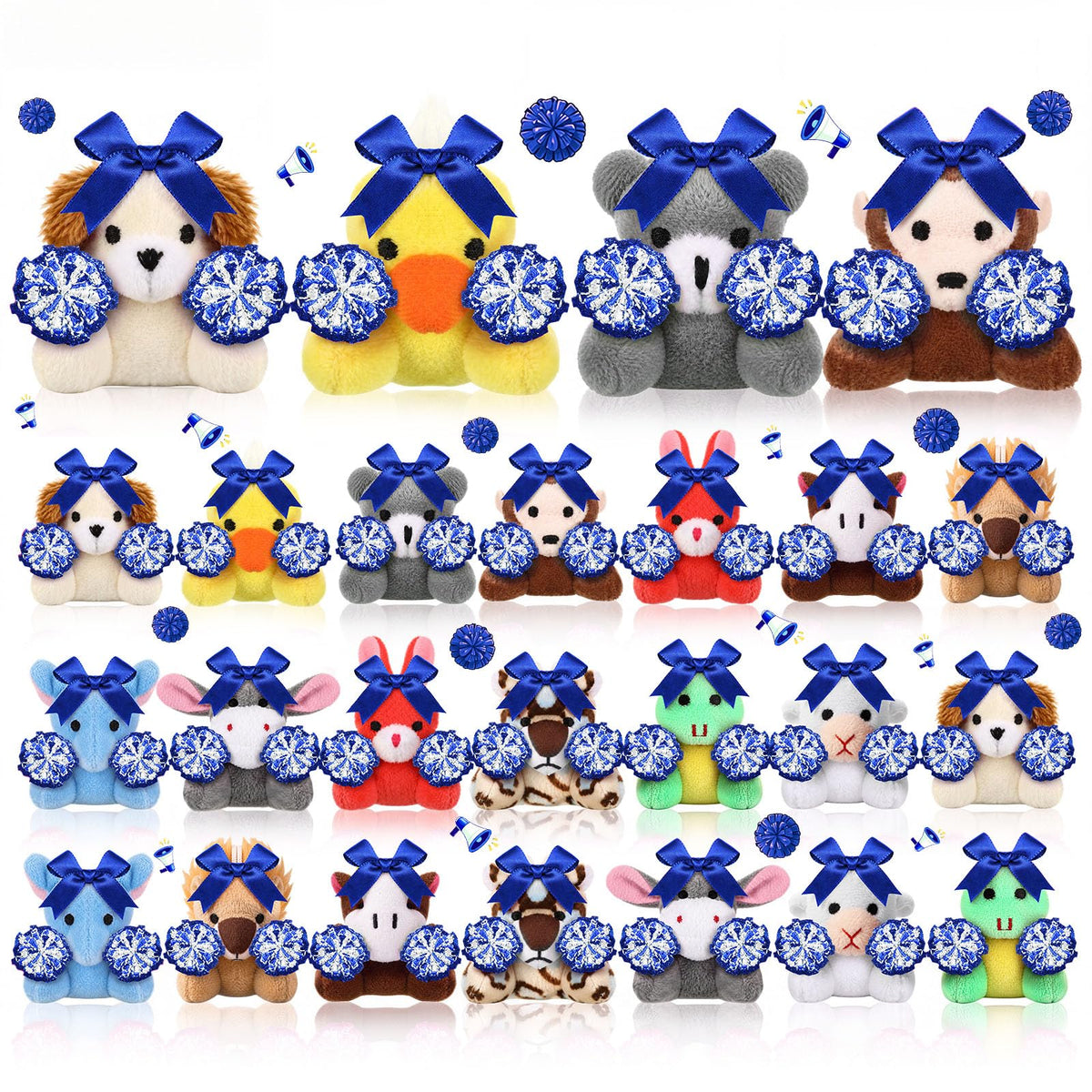 Relaxgiant 24 Pcs Cheerleading Stuffed Animals Mini Plush Gifts, Blue