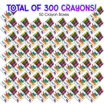 ArtCreativity Crayons Bulk Set - 50 Crayon Packs - 6 in Each Pack - 300 Total - Crayons for Kids in Red, Orange, Yellow, Green,