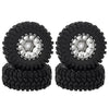 Meus Racing 1.2 Beadlock Wheels Tires Set Brass Rim For Trx4M Scx24 Fcx24 Ax24 1/24 1/18 Rc Crawler Car, Negative 4Mm 42G (Silve