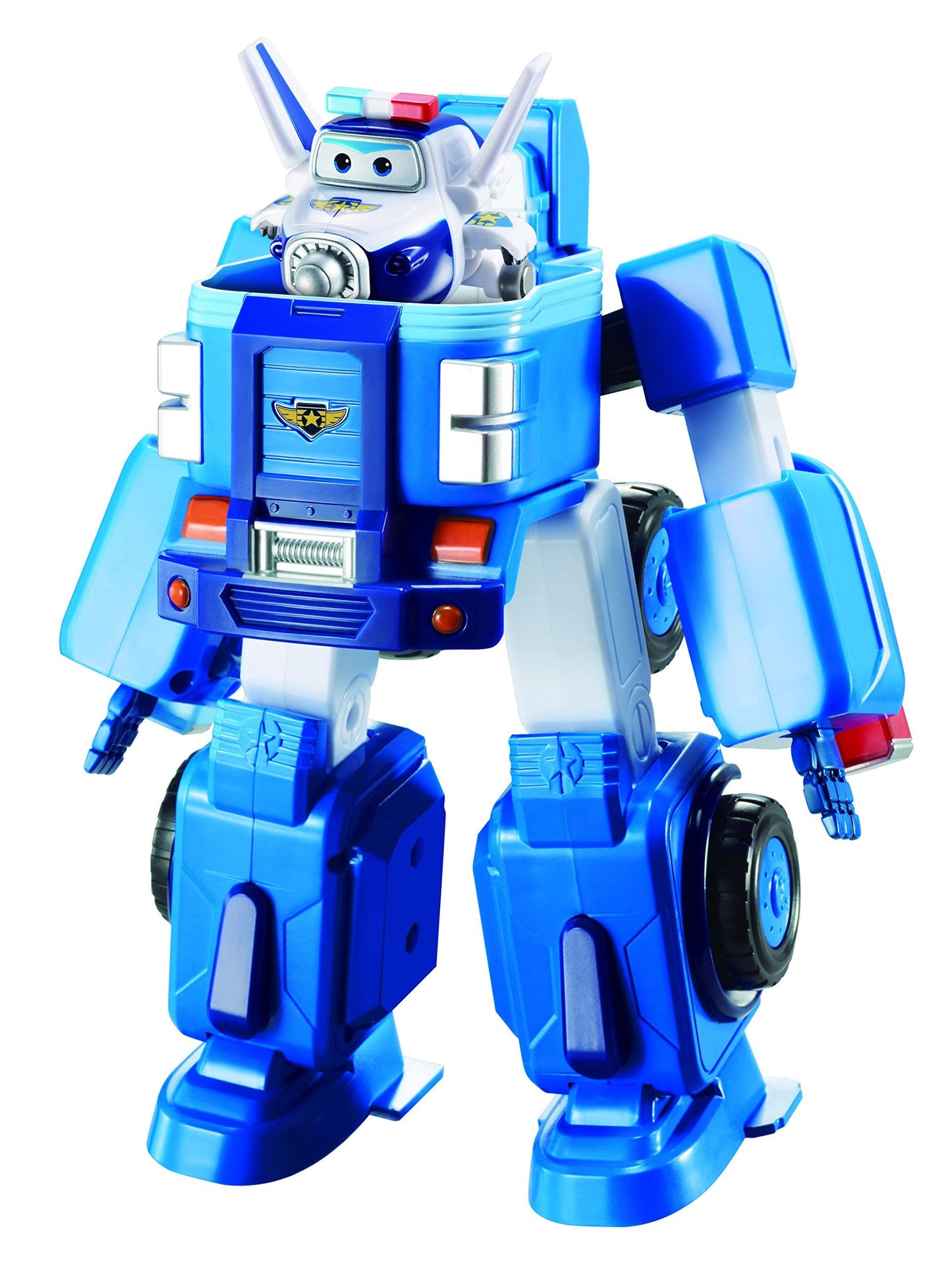Super Wings 7" Paul's Police Cruiser Toy Set with 2" Transform-a-Bot Paul Figure, Plastic Preschool Gift for Ages 3-5
