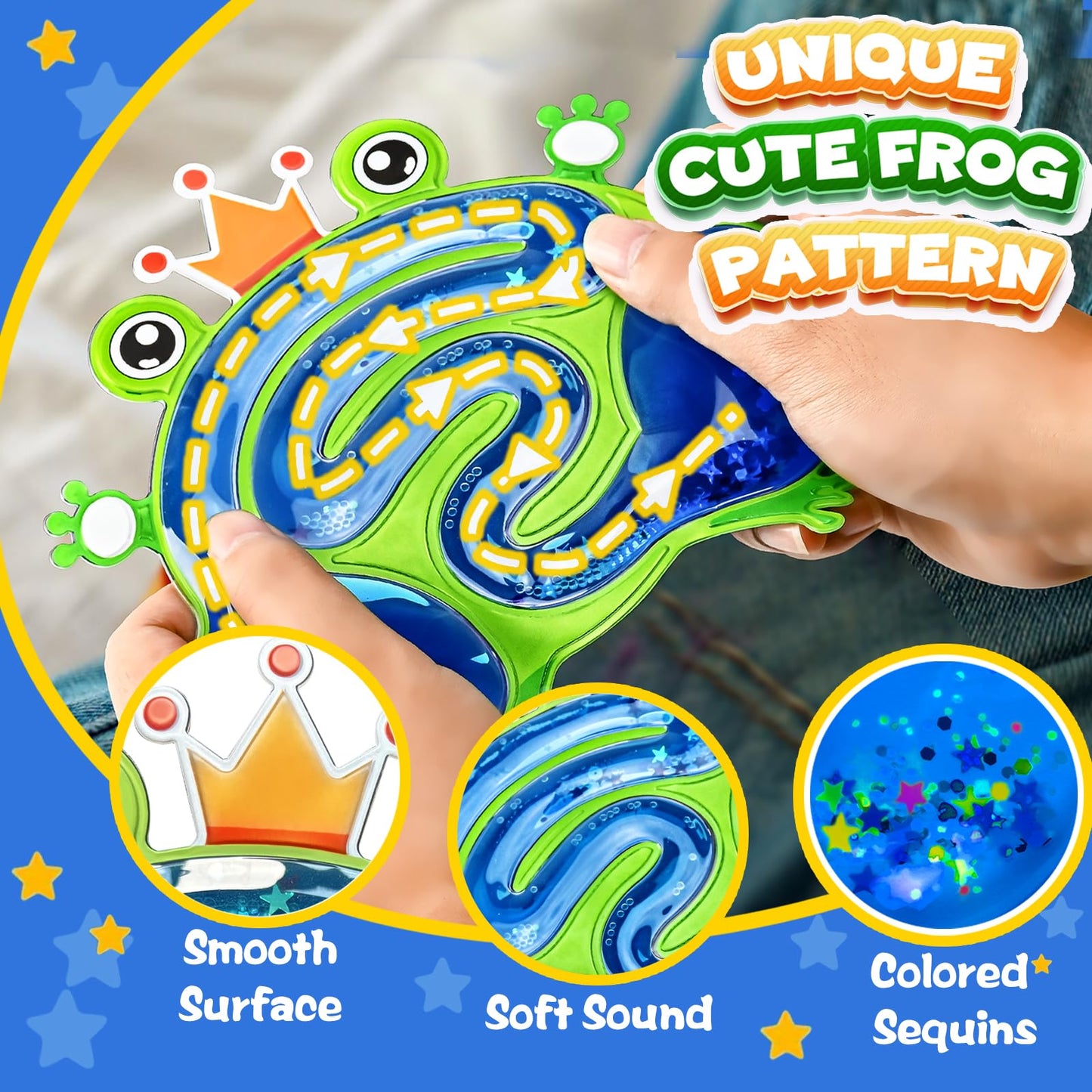 2PCS Sensory Glitter Leap Frog Fidget Toys for Kids, Toddlers & Classroom, ADHD & Autism Sensory Products, Birthday Gift for Boy