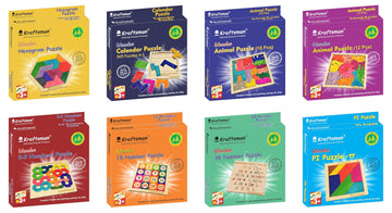 Braintastic Wooden Jigsaw Assorted Puzzle-Pack Of 24(3X8 Diy), Build, Color, Play, Art & Craft Birthday Return Gifts, Party Pack