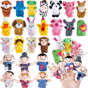 24 Pcs Finger Puppets Set,Soft Plush Finger Puppet Toys For Kids,Storytime Learning Aid,Mini Plush Figures Toy Assortment For Toddlers,Party,Playtime,School