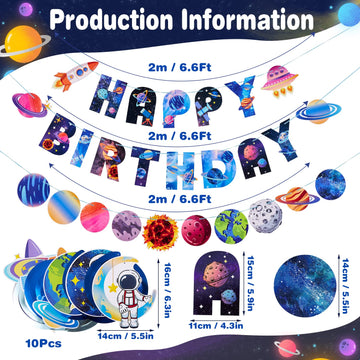 Sunbeauty 37Pcs Space Galaxy Birthday Decorations Space Themed Party Supplies Solar System Kit Outer Space Galaxy Party Party De