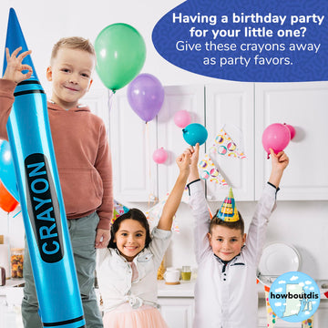 Howboutdis 44-Inch Tall Inflatable Crayons 4 Pack- Assorted Colors Bright Colors -Super Fun Party Favor/Prize/Gift-Ages 3+