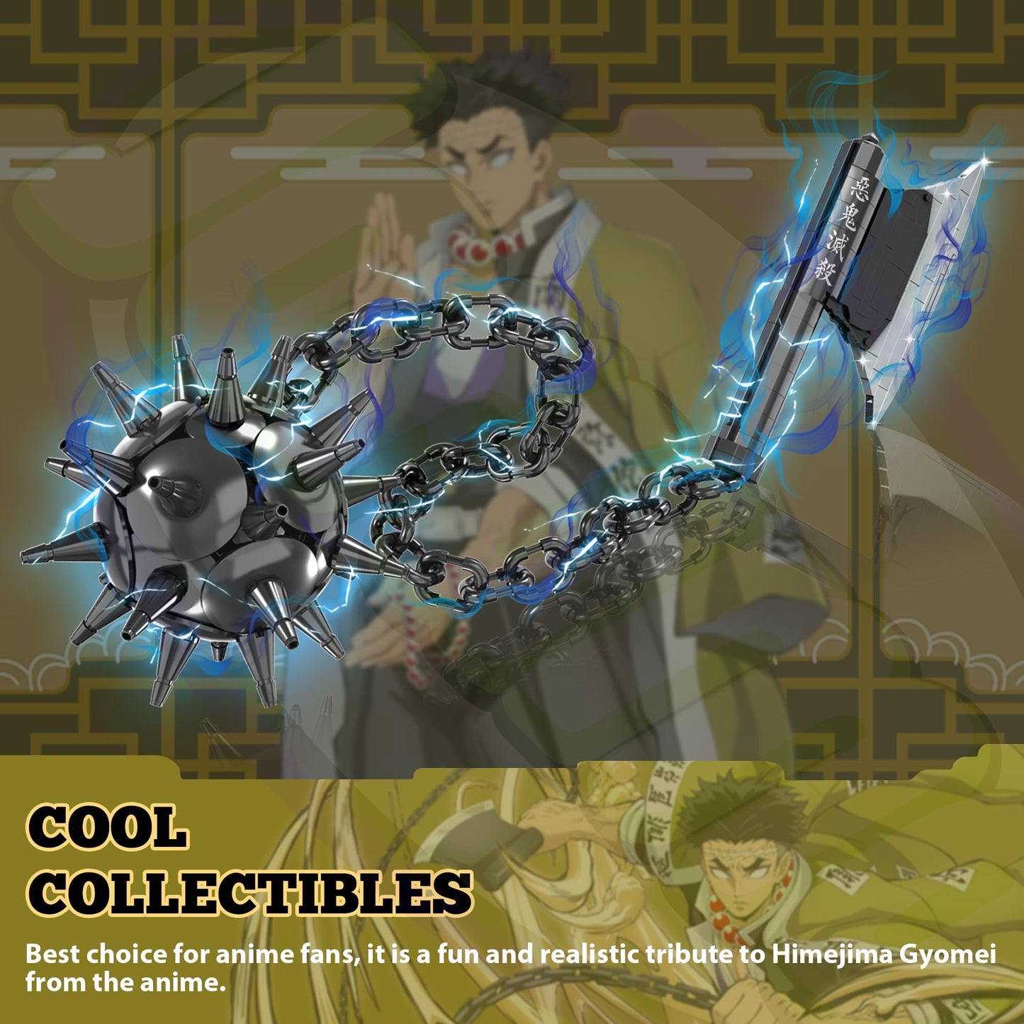 Jorumo decorative replica blades Building Sets for mature-themeds  42in Himejima Gyomei Axe & Meteor Hammer Building Block  Anime decorative replica blade Building Toy Katana Gift  826 Pcs