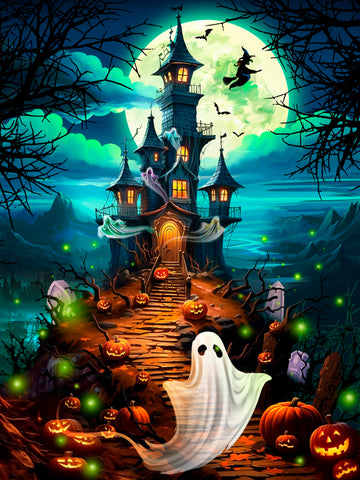 Vermont Christmas Company Haunted Hilltop Halloween Jigsaw Puzzle, 550 Pieces, 24" x 18", Puzzle Board, Model VC1320