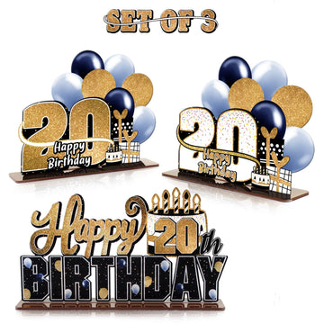 Lingteer Happy 20Th Birthday Gold Acrylic Table Topper Centerpieces Set - Cheers To Twenty Years Old Birthday 20Th Bday Party Gift Decorations.