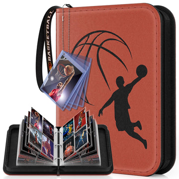 Basketball Card Binder 440 Pocket  Sports Card Binder with Card Display Design  enhanced Card Ablums with Sports Pattern Wristband Fit for Basketball Cards 2024-2025