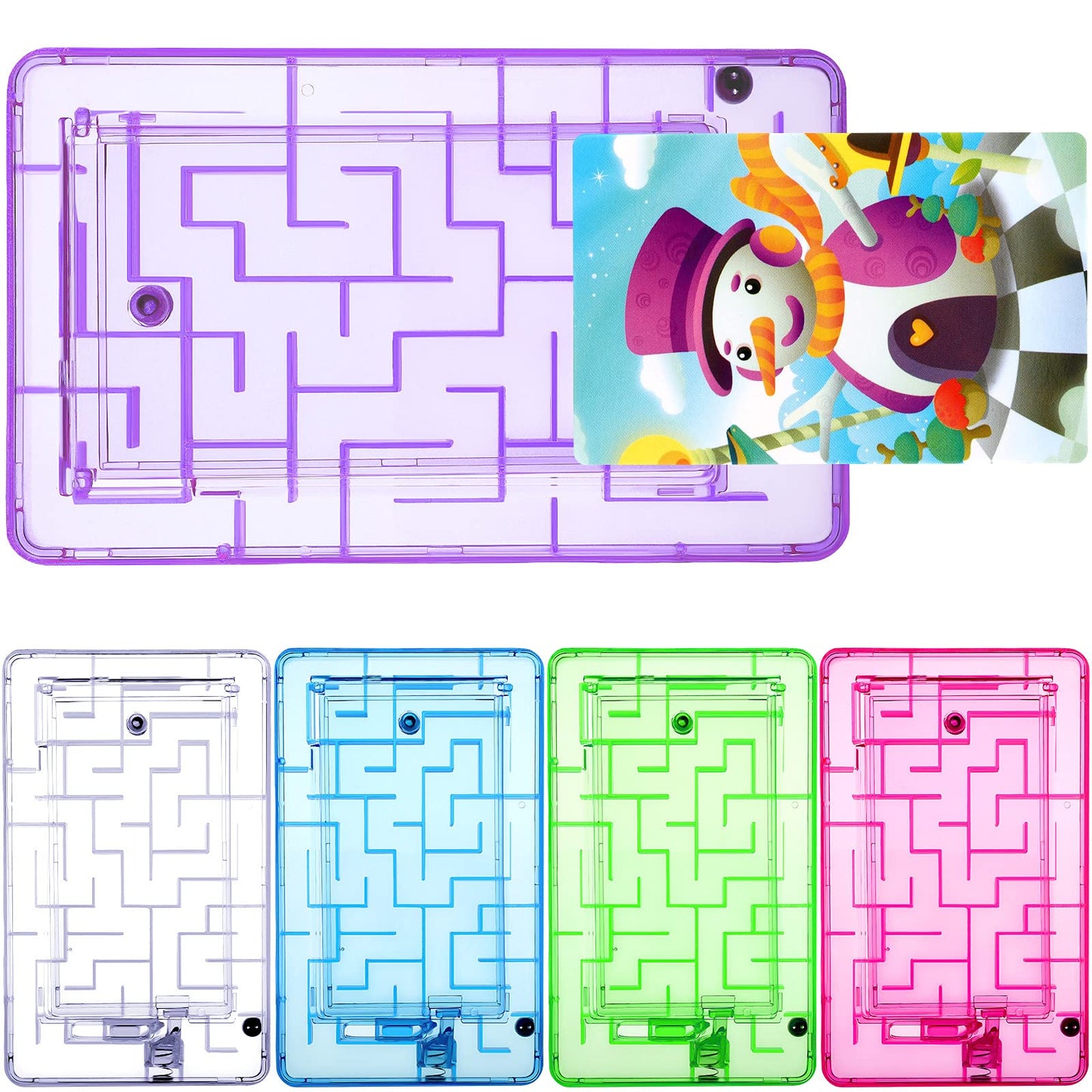Skylety 5 Pcs Money Puzzle Box Gift Card Box Plastic Puzzle Card Holder Fun Maze Intellectual Pinball Machine Game for Teens and mature-themeds Birthday Party Favors(Clear  Blue  Purple  Pink  Green)