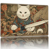 Playmat for MTG Game Mat 24 x 14 inches  Non Slip Rubber Backing TCG and Board Game Mat for Cards Mousepad Desk Mats-Cat with decorative replica blade