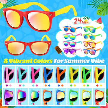 Giftinbox 24Pack Kids Sunglasses Bulk,Kids Sunglasses Party Favor?Neon Sunglasses For Kids Boys Girls Age 3-8,Valentines Day Gifts For Kids, Birthday Party ,Beach, Pool Party Favors
