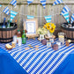 3Pcs Blue & White Checkered Table Cloths For Oktoberfest Wonderland Tea Party Supplies, Rectangle Plastic Tablecover 54 X 108In