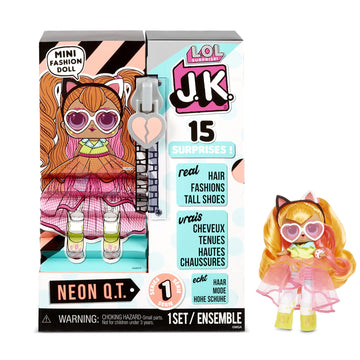 L.O.L. Surprise! JK Neon Q.T. Mini Fashion Doll with 15 Surprises Including Dress Up Doll Outfits  limited availability Doll Accessories- Gifts for Girls and Mix Match Tosy for Kids 4-15 Years