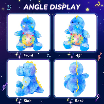 Cuteoy T-Rex Star Projector Musical Plush Night Light Stuffed Animals Soother Toys Adjustable Volume Shapes In 7 Colors Gifts On Birthday For Kids Toddlers