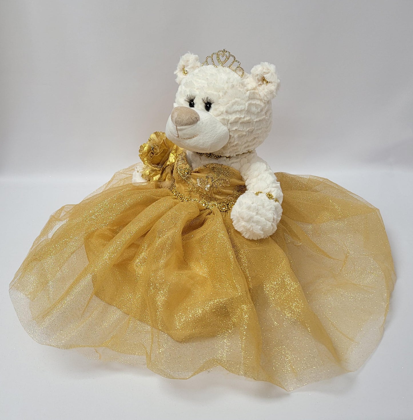 Kinnex Collections Since 1997 20' Quince Anos Quinceanera Last Doll Teddy Bear With Dress (Centerpiece) ~ Arc16831-6 (Gold)