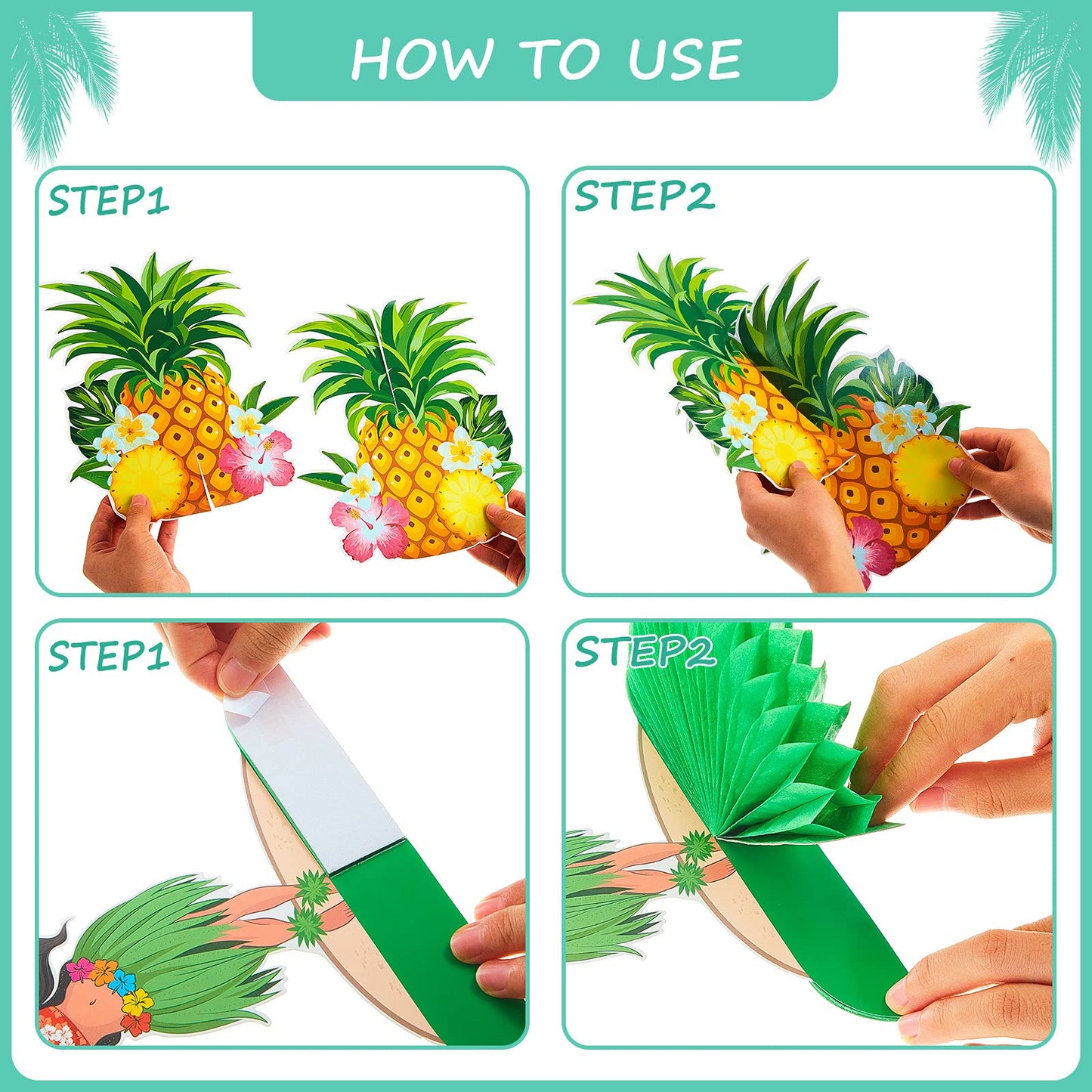 10 Pieces Hawaiian Luau Honeycomb Table Centerpiece Tiki Honeycomb Centerpieces Tropical Table Centerpiece 3D Flamingo Table Dec