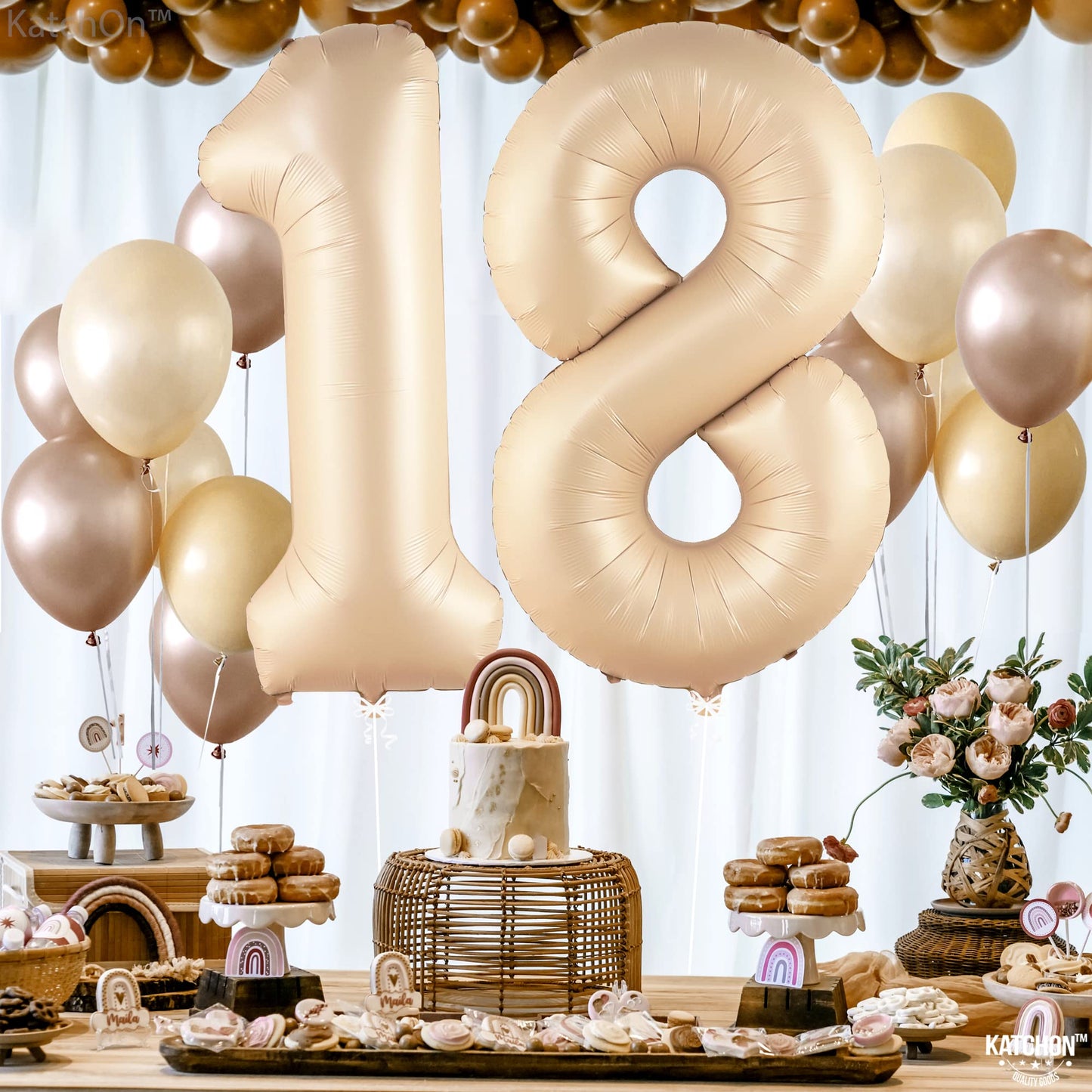 Katchon, Coffee Brown 18 Number Balloon - 40 Inch, | Brown 18 Balloon Numbers For Coffee Birthday Decorations, 18Th Birthday Decorations For Girls | Safari Theme Party, Brown Birthday Decorations