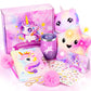 18Pcs Unicorns Gifts For Girls Kids Toys 3 4 5 6 7 8 9 10 Years Old With Diary/Light Up Plush Star Pillow/ Water Bottle/Eye Mask/Crossbody Bag/Headband Teen Girl Birthday Christmas Unicorn Toy