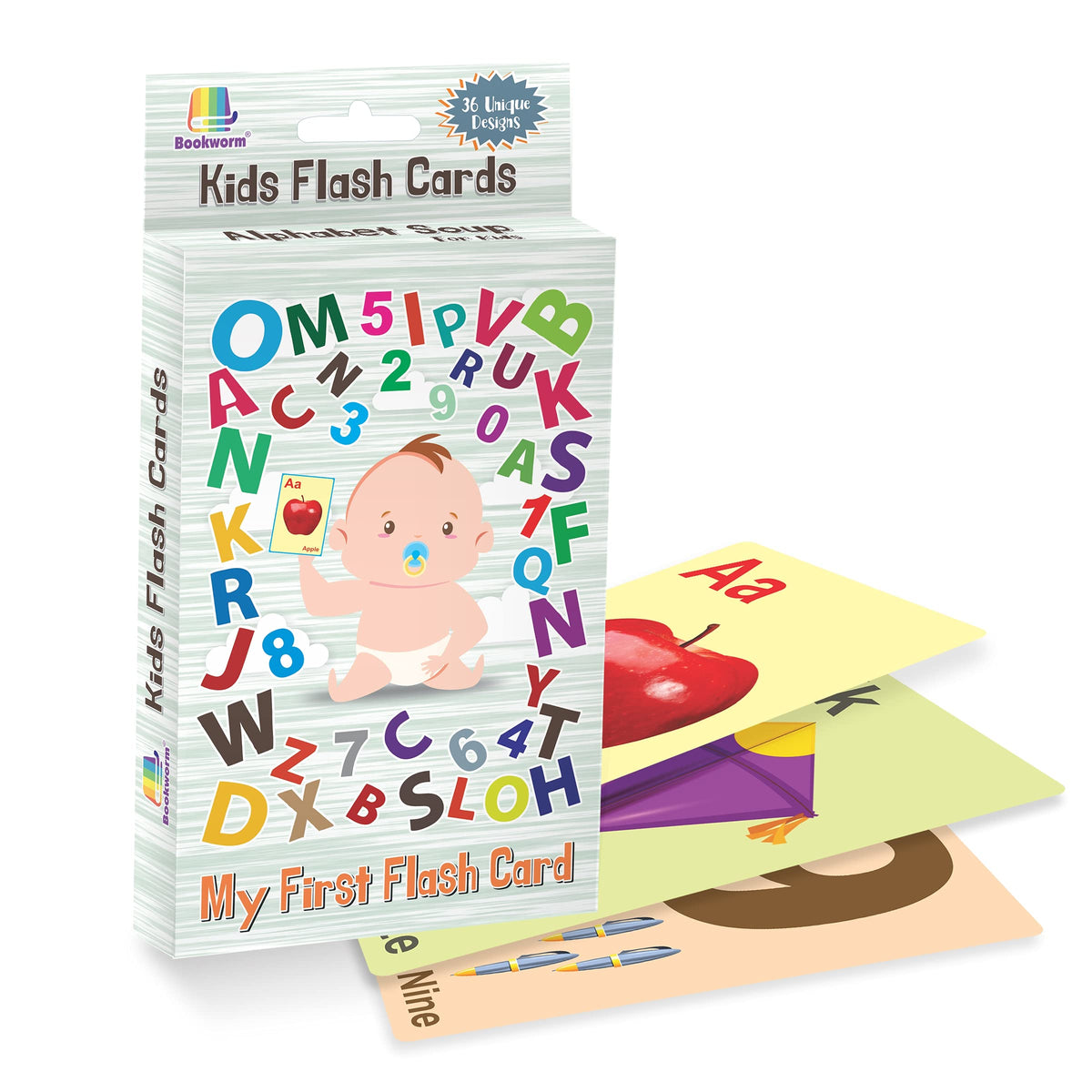 Bookworm Flash Cards For Kids | Fun & Educational Numbers & Alphabets Set For Early Childhood Learning  Perfect For Ages 16 (1