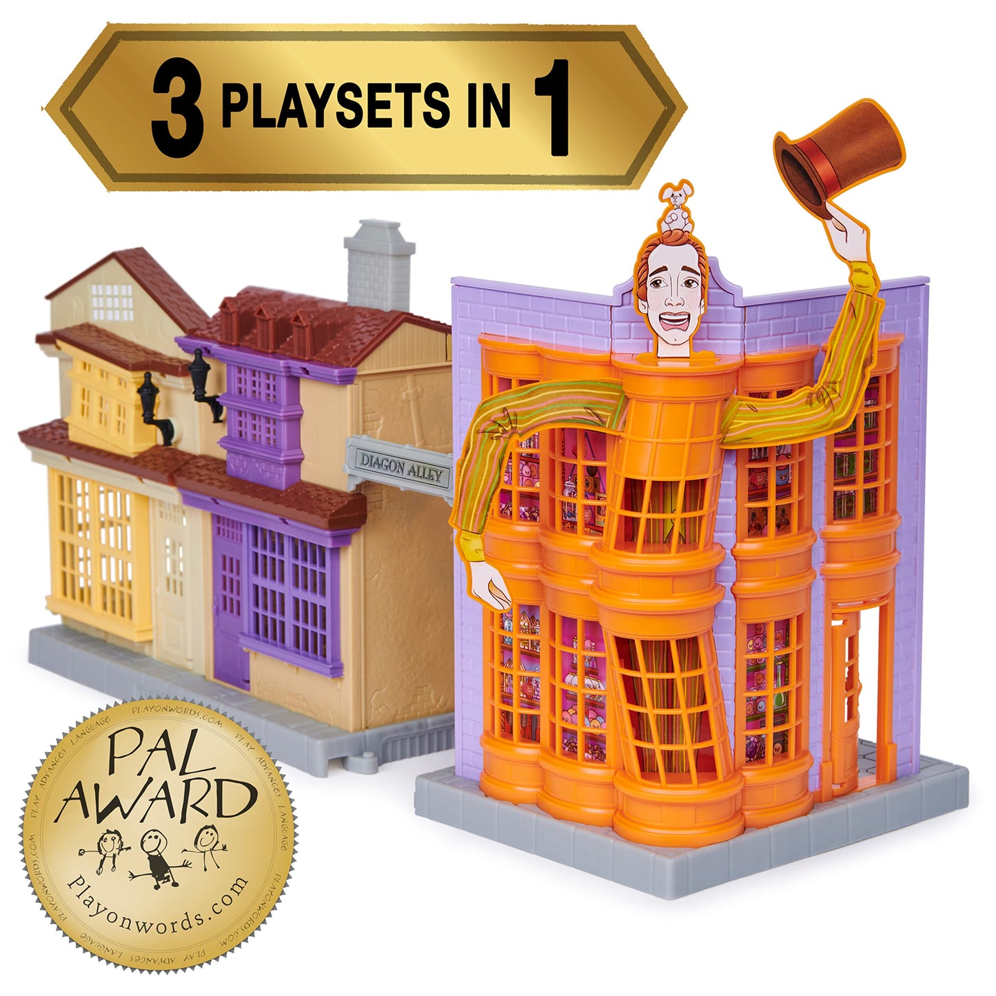 Wizarding World Harry Potter Magical Minis Diagon Alley Playset with Lights & Sounds, 2 Figures, 21 Accessories, Model 6064933