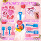 Fvcisshhu 28 Set Plastic Shovels Toy for Kids,Summer Beach Sand Shovel with I Dig You Cards Candy Bags Ties for Valentine's Part