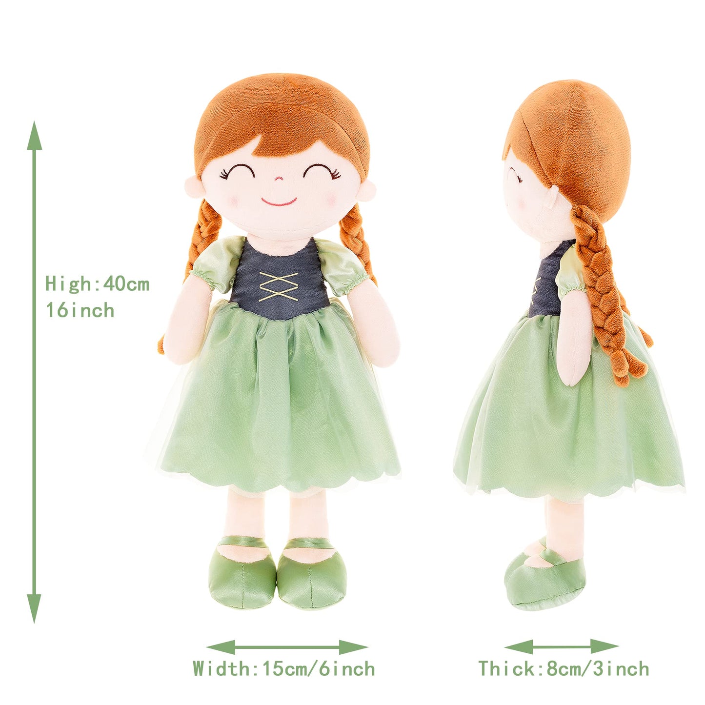 Gloveleya Dolls Princess Girls Toy First Baby Girl Gifts Soft Plush Manor Princess Doll Anne Green 16''